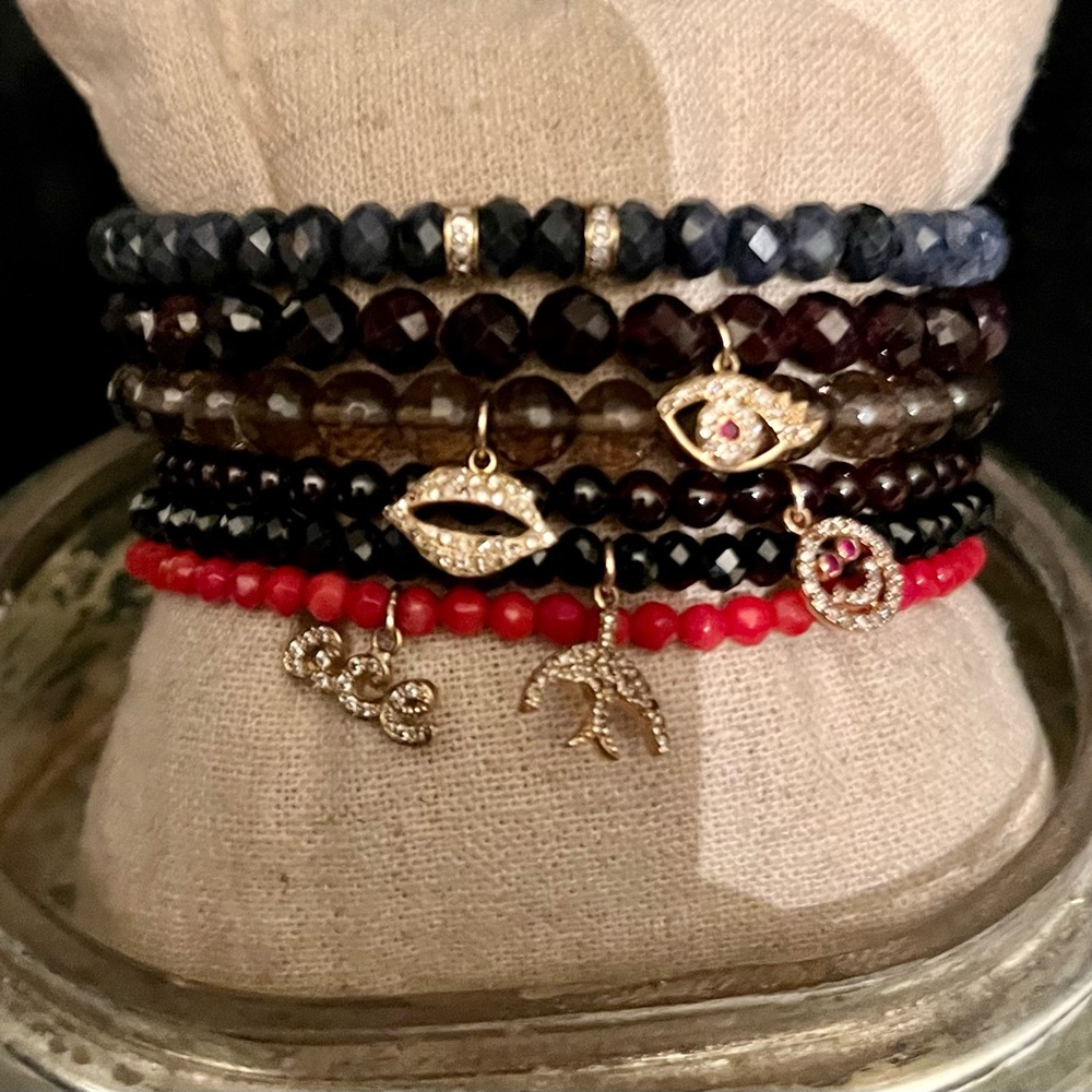 Genuine Diamond and semi precious sodalite beaded bracelet like Sydney Evans